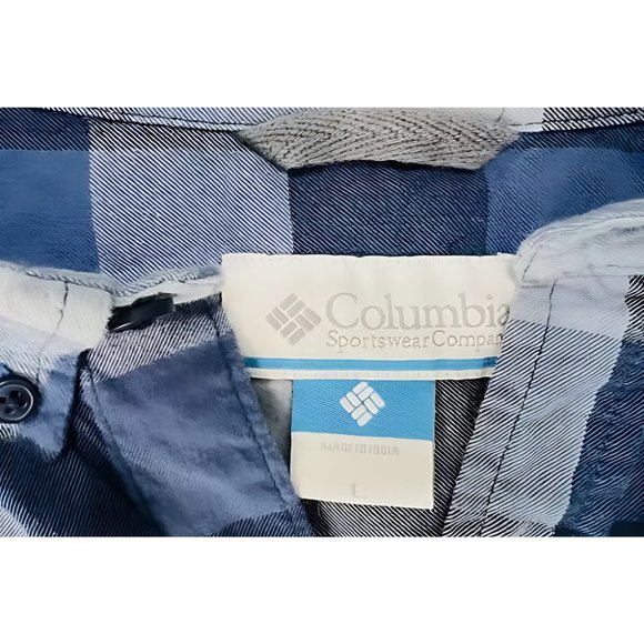 Columbia Men's Button-Up Flannel Shirt – Fall/Winter Plaid – Size L – Blue - Picture 3 of 4